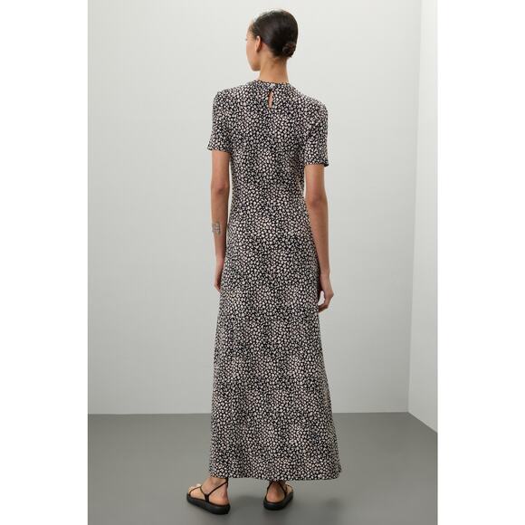 Paco Rabanne Black Floral Jersey Short Sleeve Crewneck Midi Dress Size XXL - Picture 4 of 16